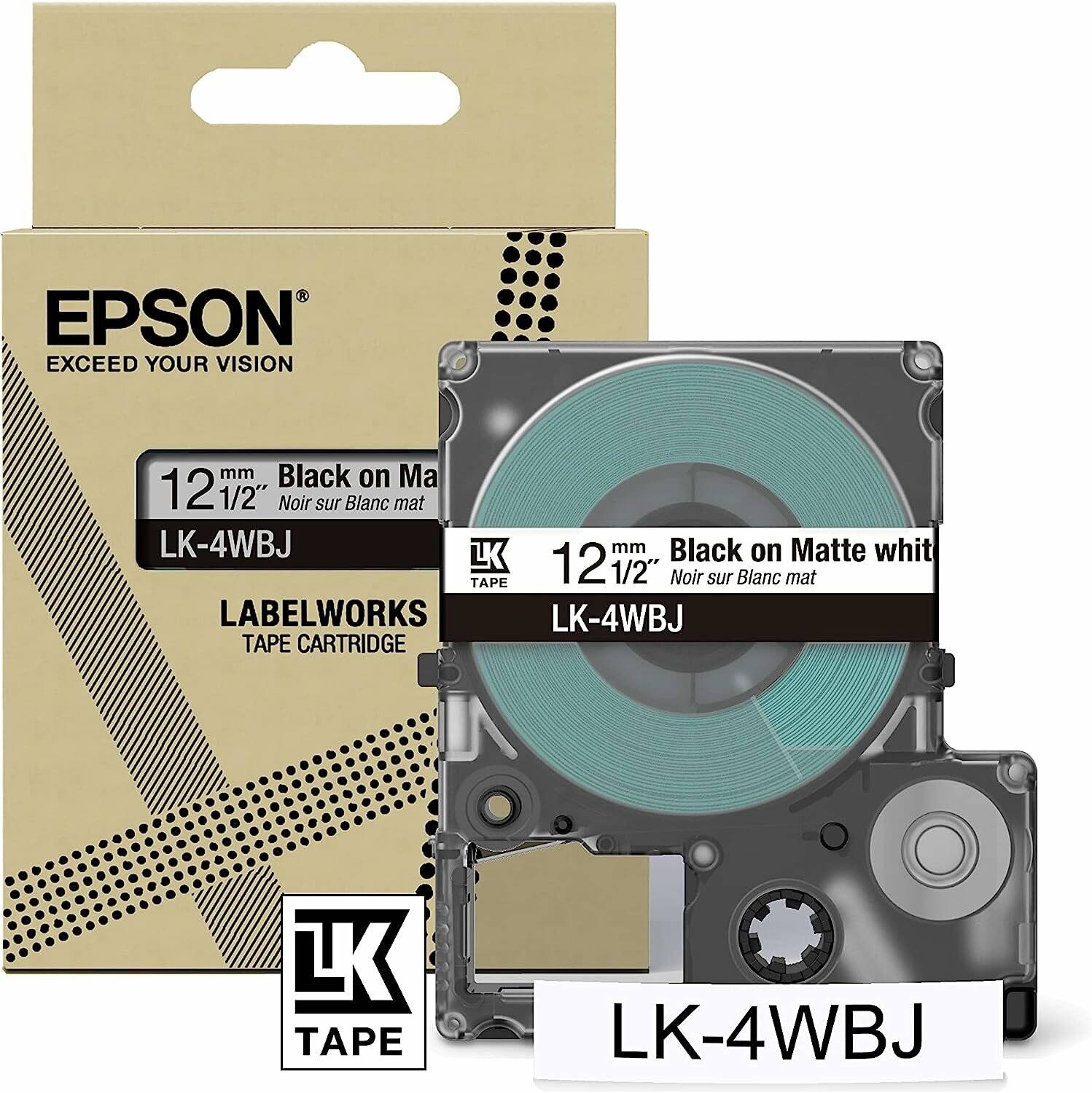 EPSON Schriftband LK LK-4WBJ C53S672062, 12 mm schwarz auf weiß