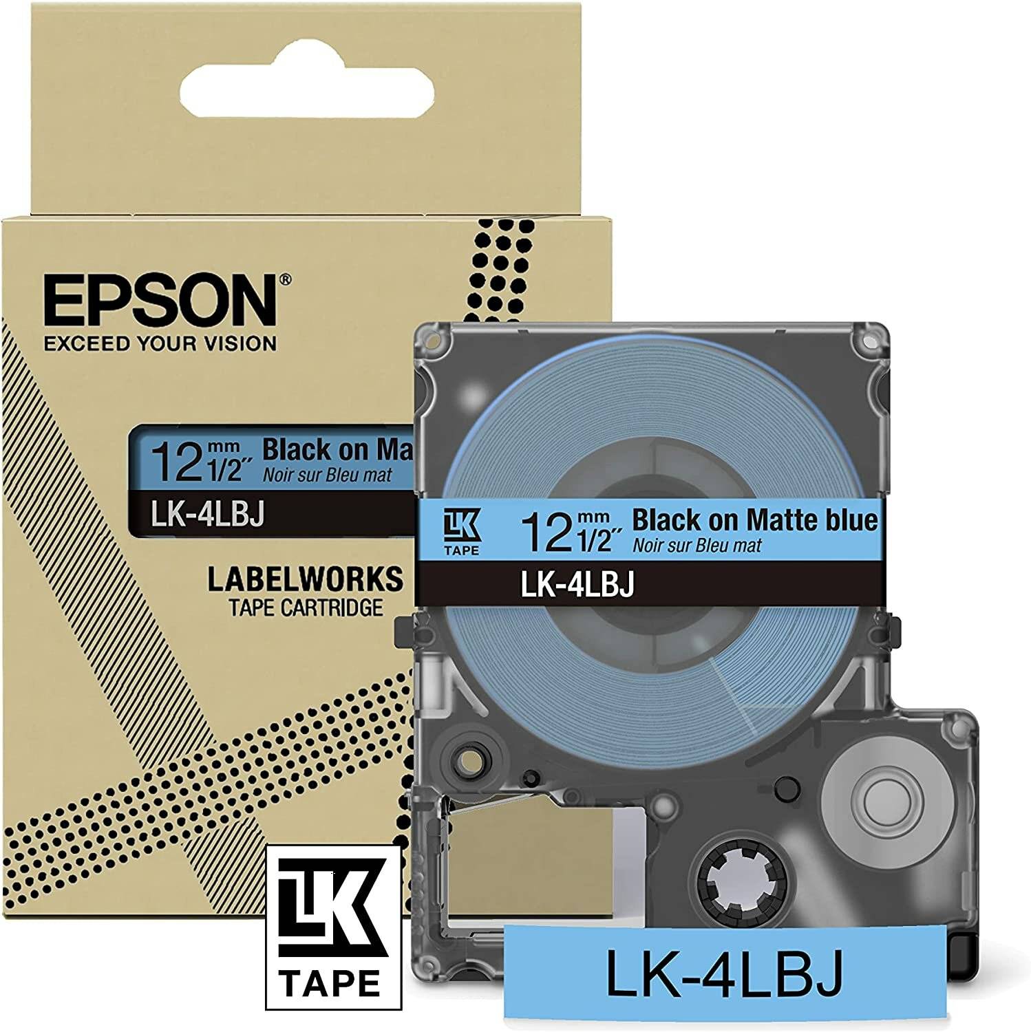 EPSON Schriftband LK LK-4LBJ C53S672080, 12 mm schwarz auf blau