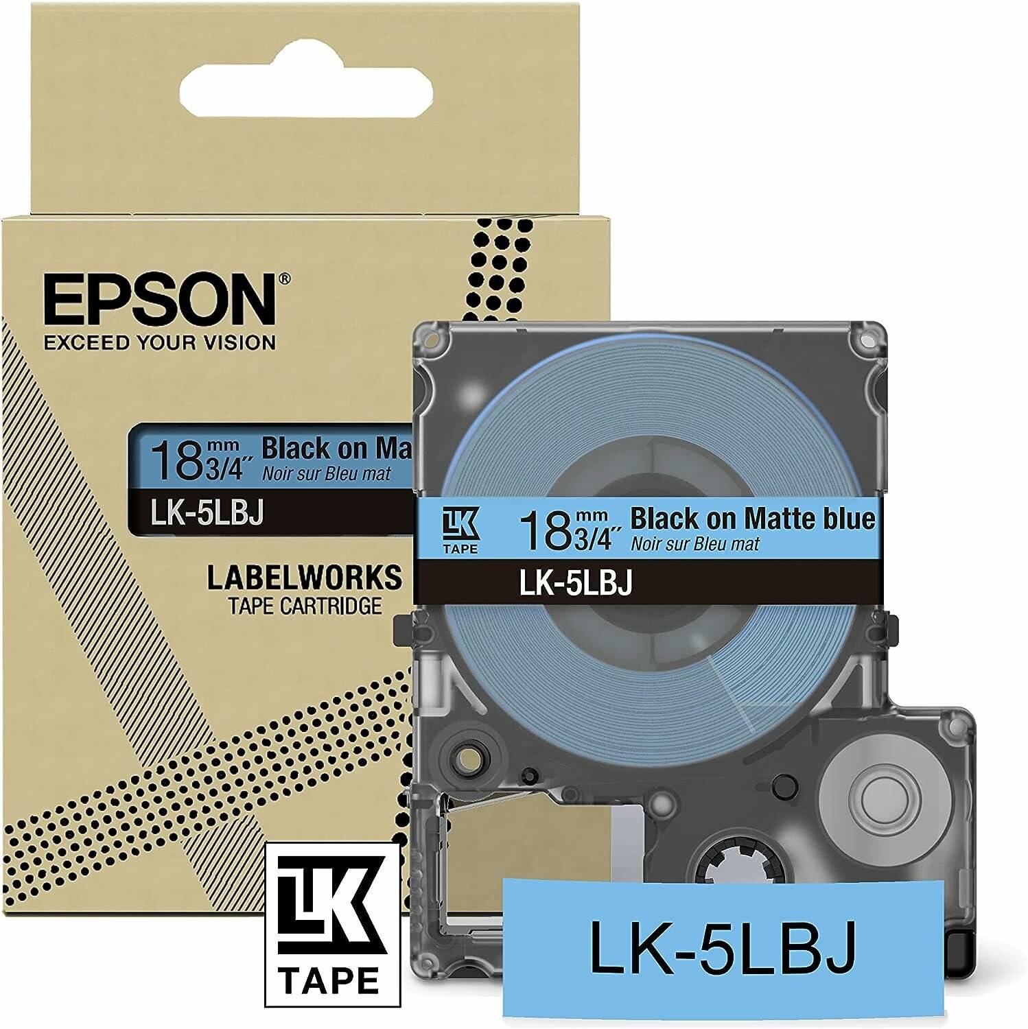 EPSON Schriftband LK LK-5LBJ C53S672081, 18 mm schwarz auf blau