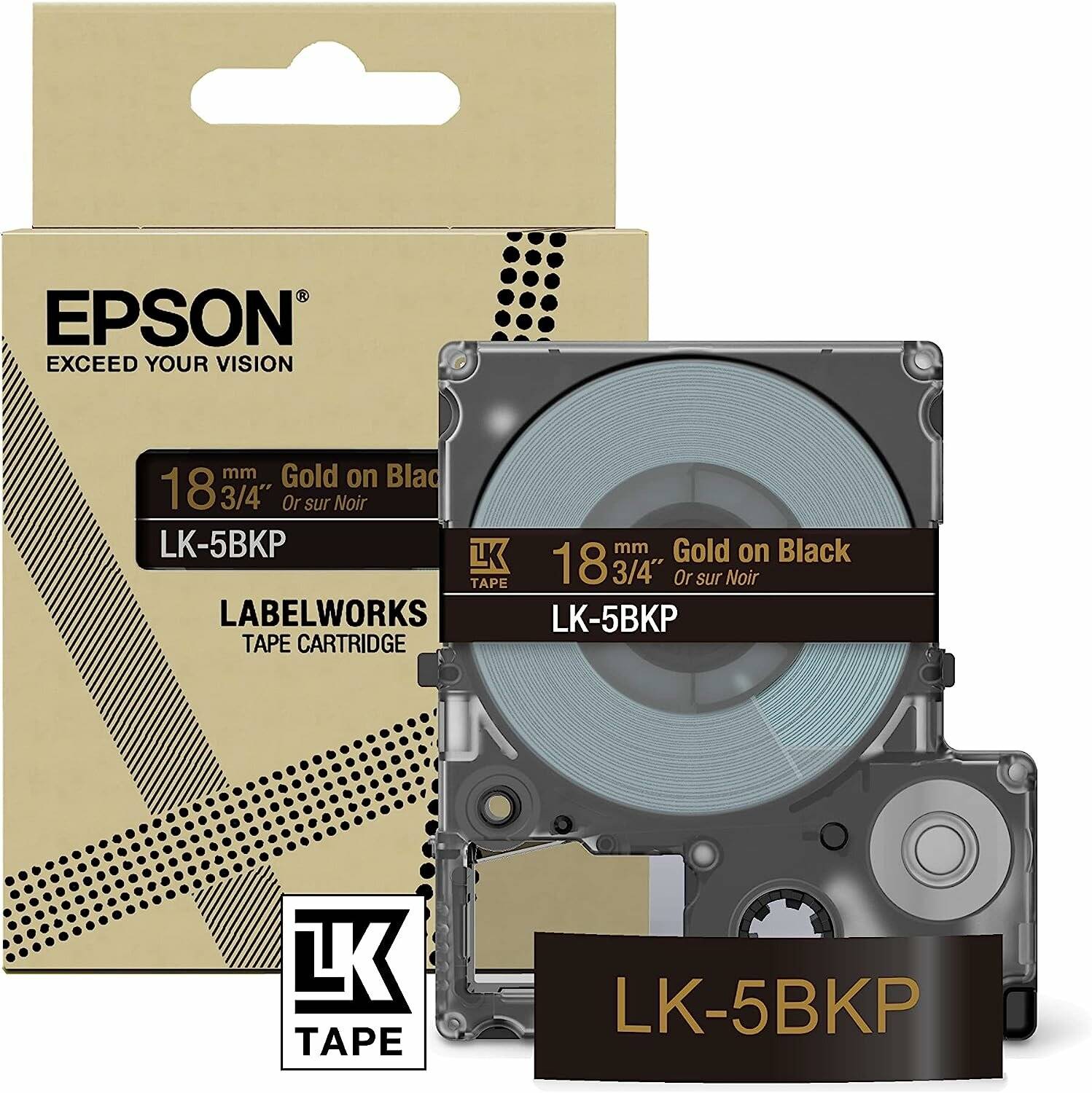 EPSON Schriftband LK LK-5BKP C53S672095, 18 mm gold auf schwarz