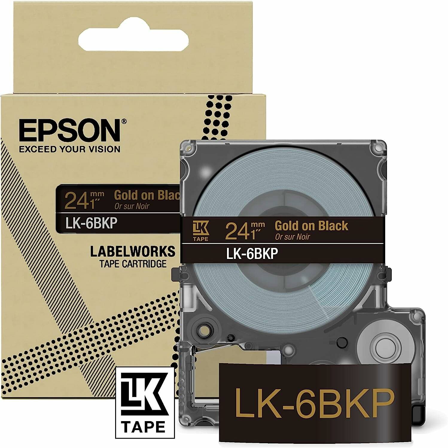 EPSON Schriftband LK LK-6BKP C53S672096, 24 mm gold auf schwarz