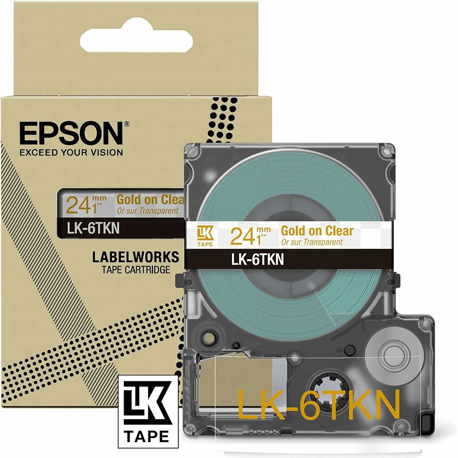 EPSON Schriftband LK LK-6TKN C53S672098, 24 mm gold auf transparent