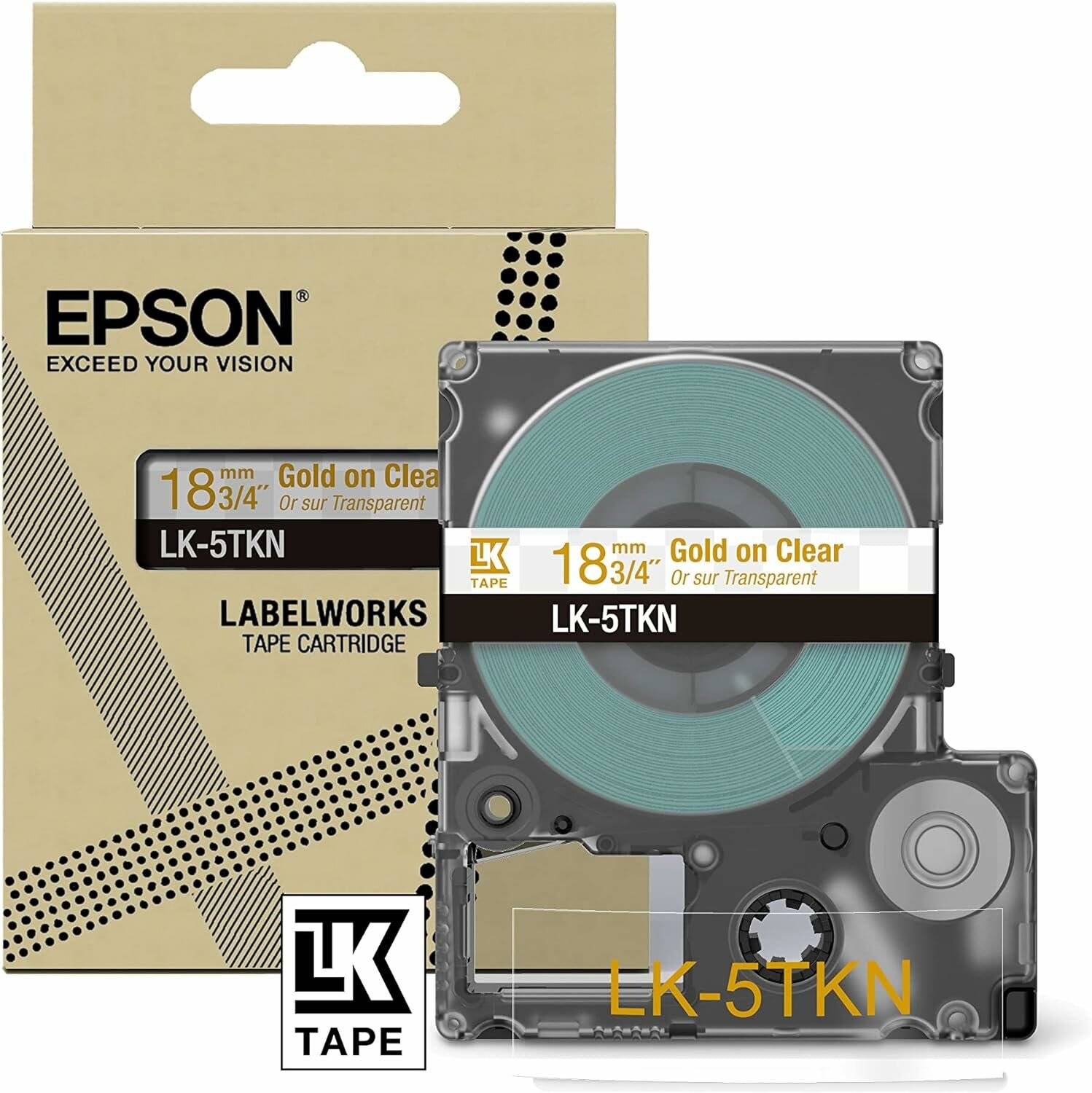 EPSON Schriftband LK LK-5TKN C53S672097, 18 mm gold auf transparent