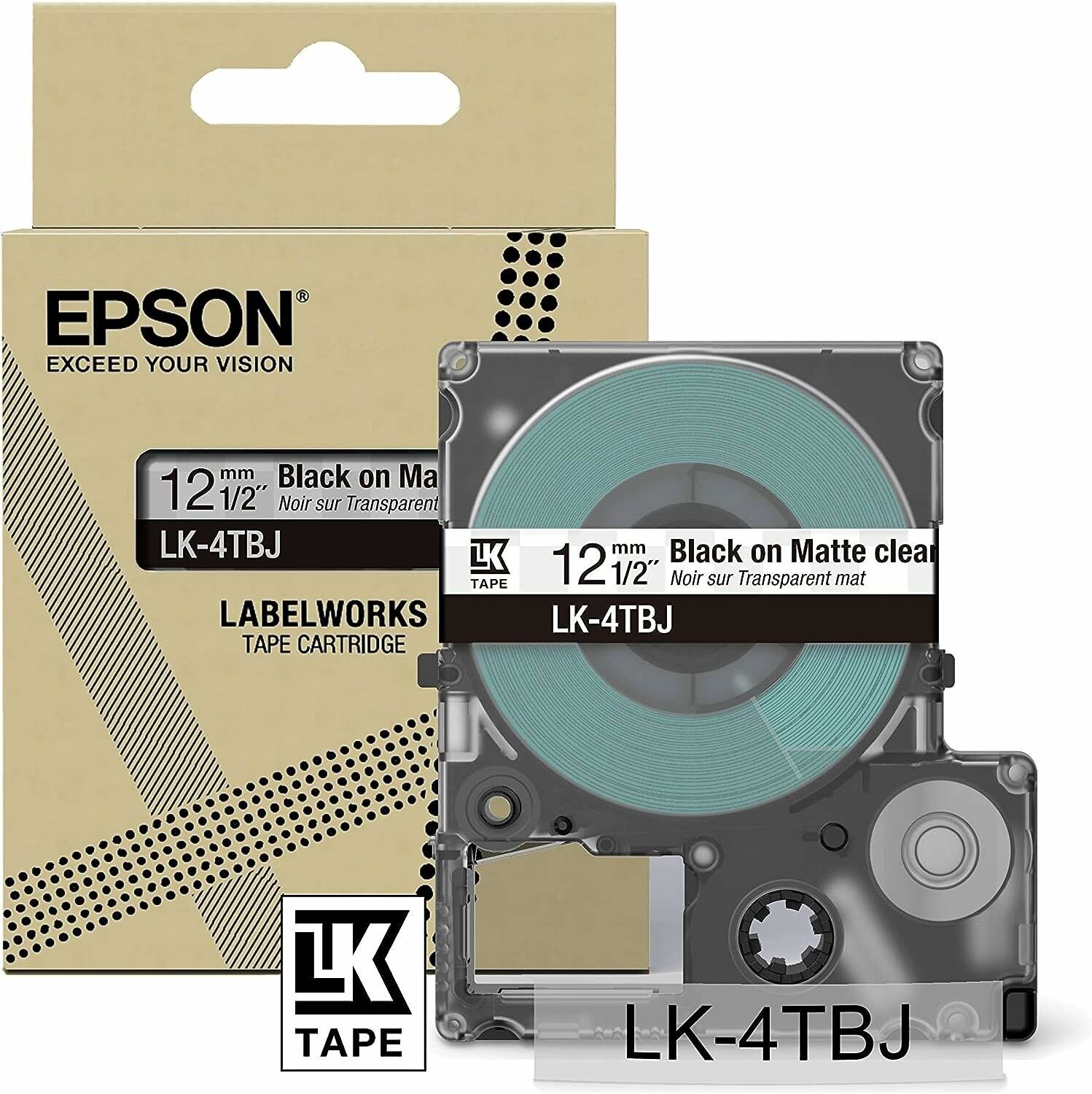 EPSON Schriftband LK LK-4TBJ C53S672065, 12 mm schwarz auf transparent