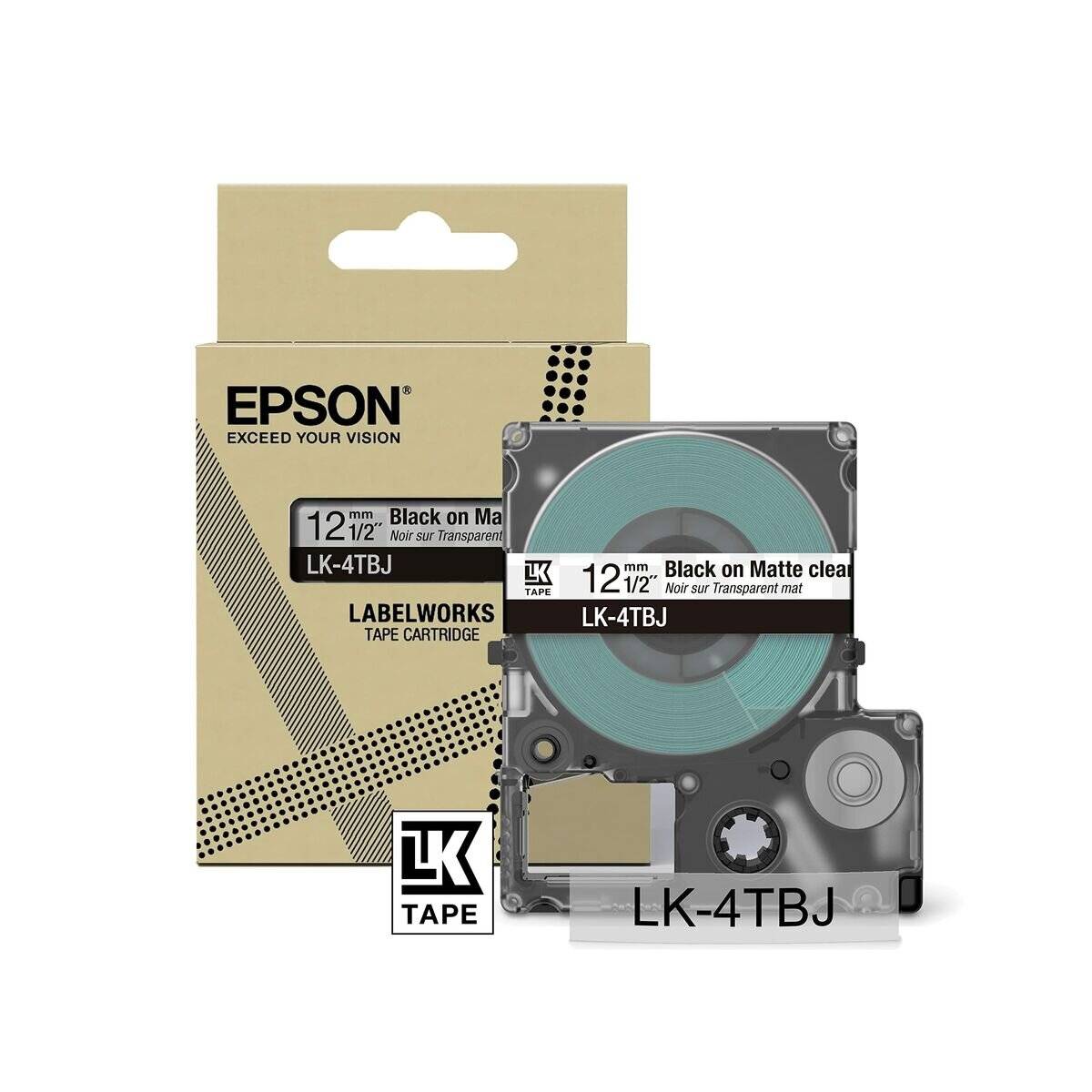 EPSON Schriftband LK LK-4TBJ C53S672065, 12 mm schwarz auf transparent