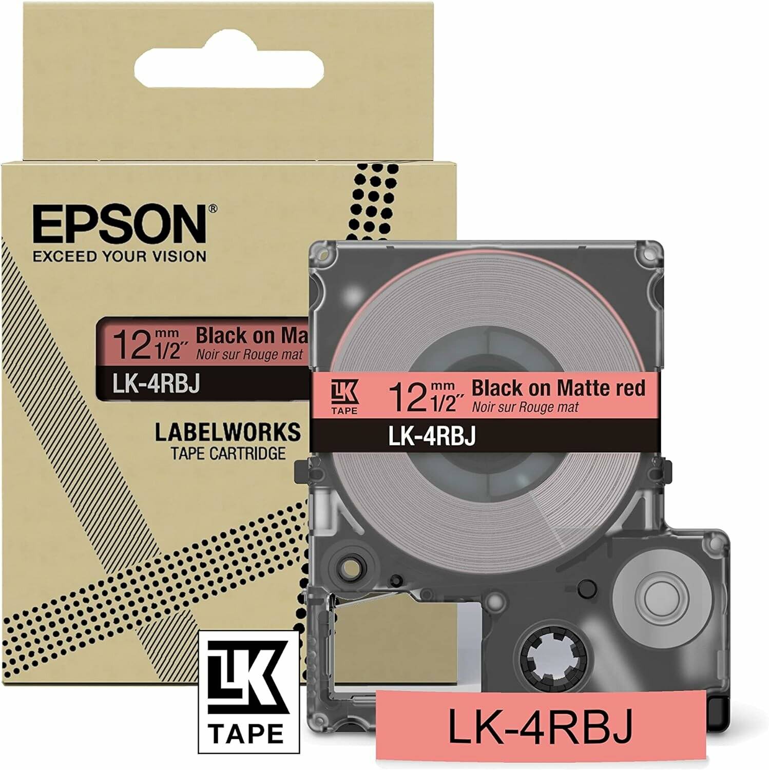 EPSON Schriftband LK LK-4RBJ C53S672071, 12 mm schwarz auf rot