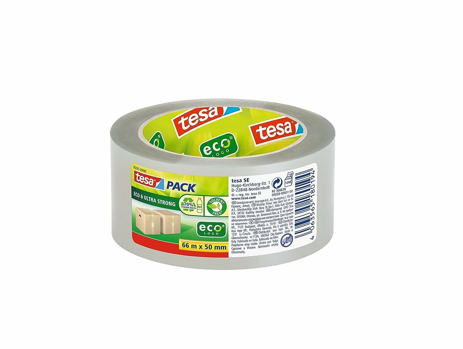tesa Packband tesapack® Eco & Ultra Strong transparent 50,0 mm x 66,0 m 1 Rolle