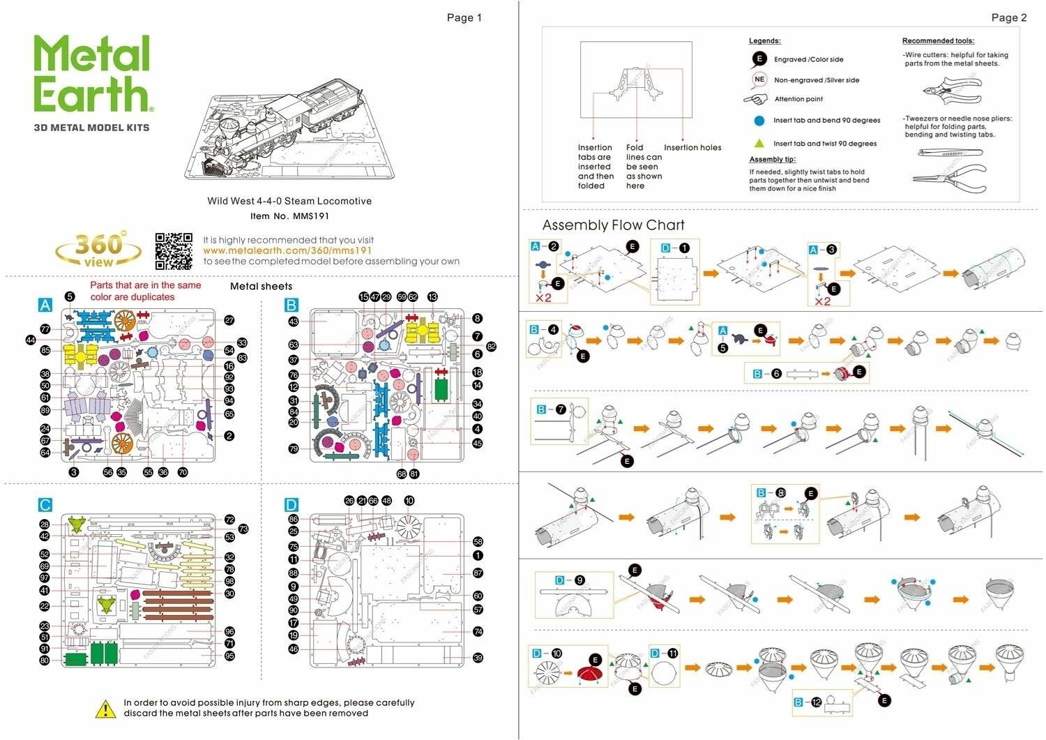METAL EARTH 3D-Puzzle Wilder Westen: 4-4-0 Lokomotive