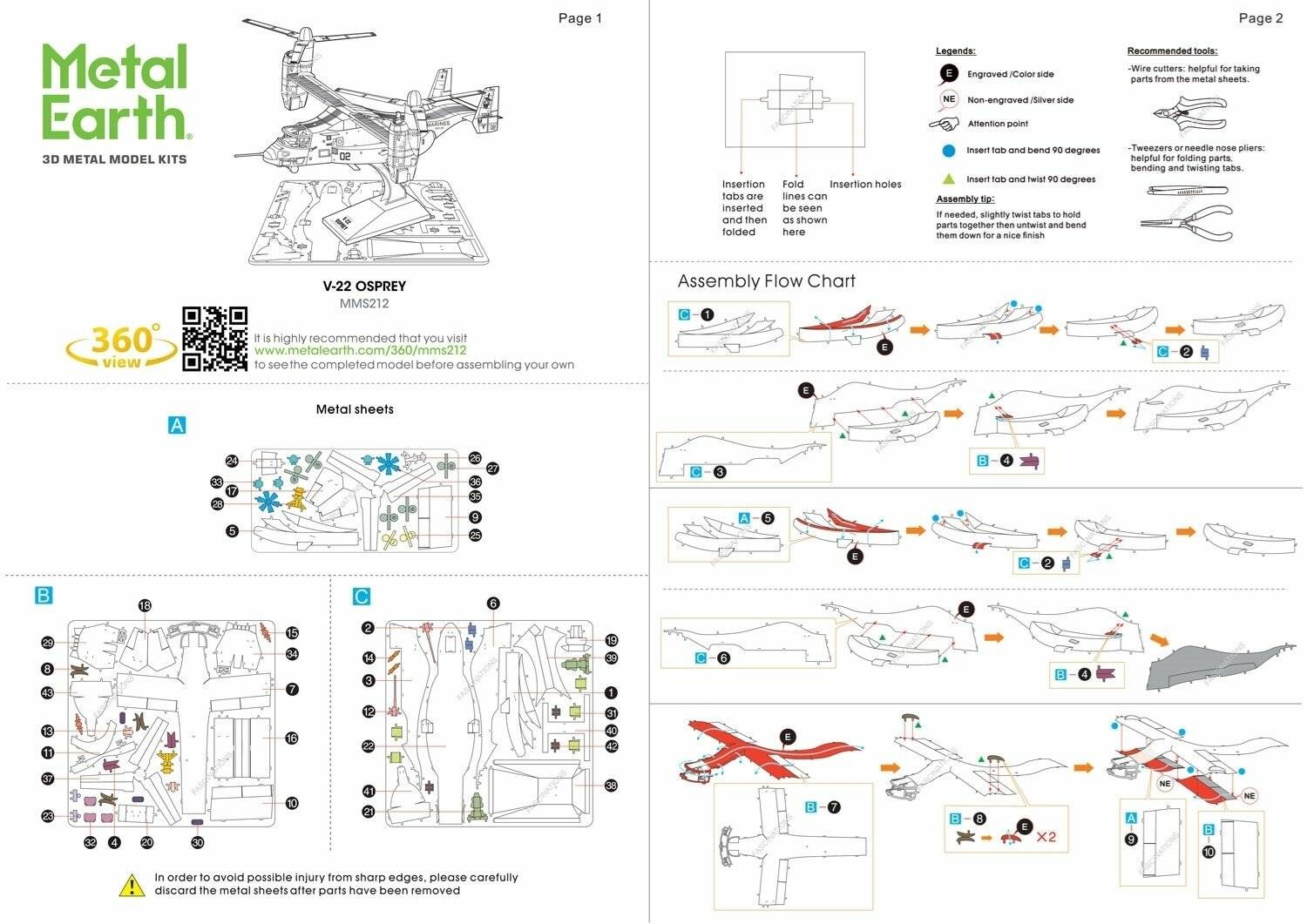 METAL EARTH 3D-Puzzle V-22 Osprey