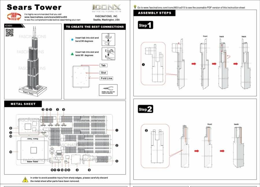 METAL EARTH 3D-Puzzle Sears Tower (Willis Tower) (ICONX)