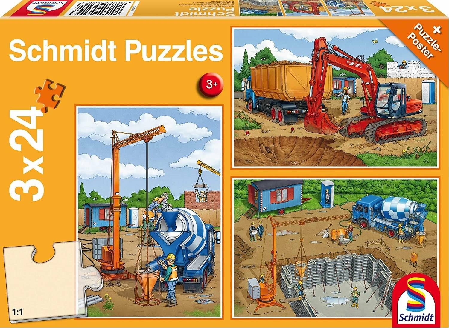 Schmidt Spiele Schmidt Spiele Kinderpuzzle Auf der Baustelle, 3x24 Teile