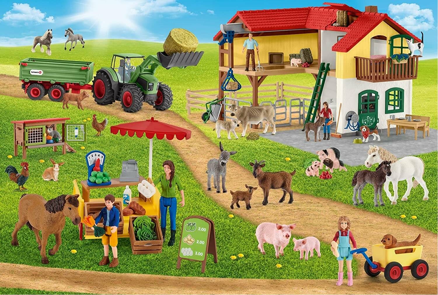 SCHMIDT Puzzle Schleich Bauernhof mit Verkaufsstand 100 Teile + Schleich-Figur