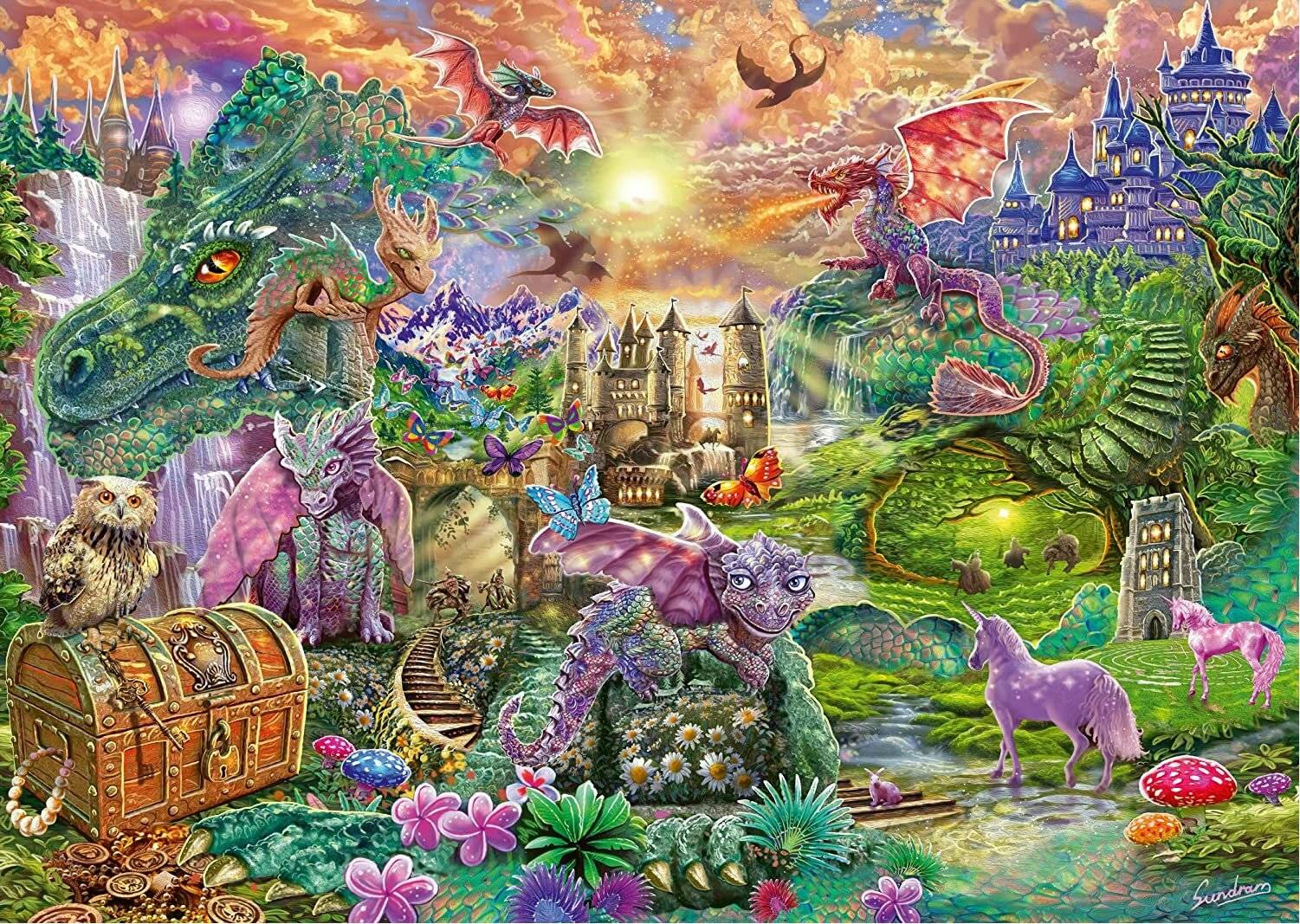SCHMIDT Puzzle Verzaubertes Drachenreich 1000 Teile