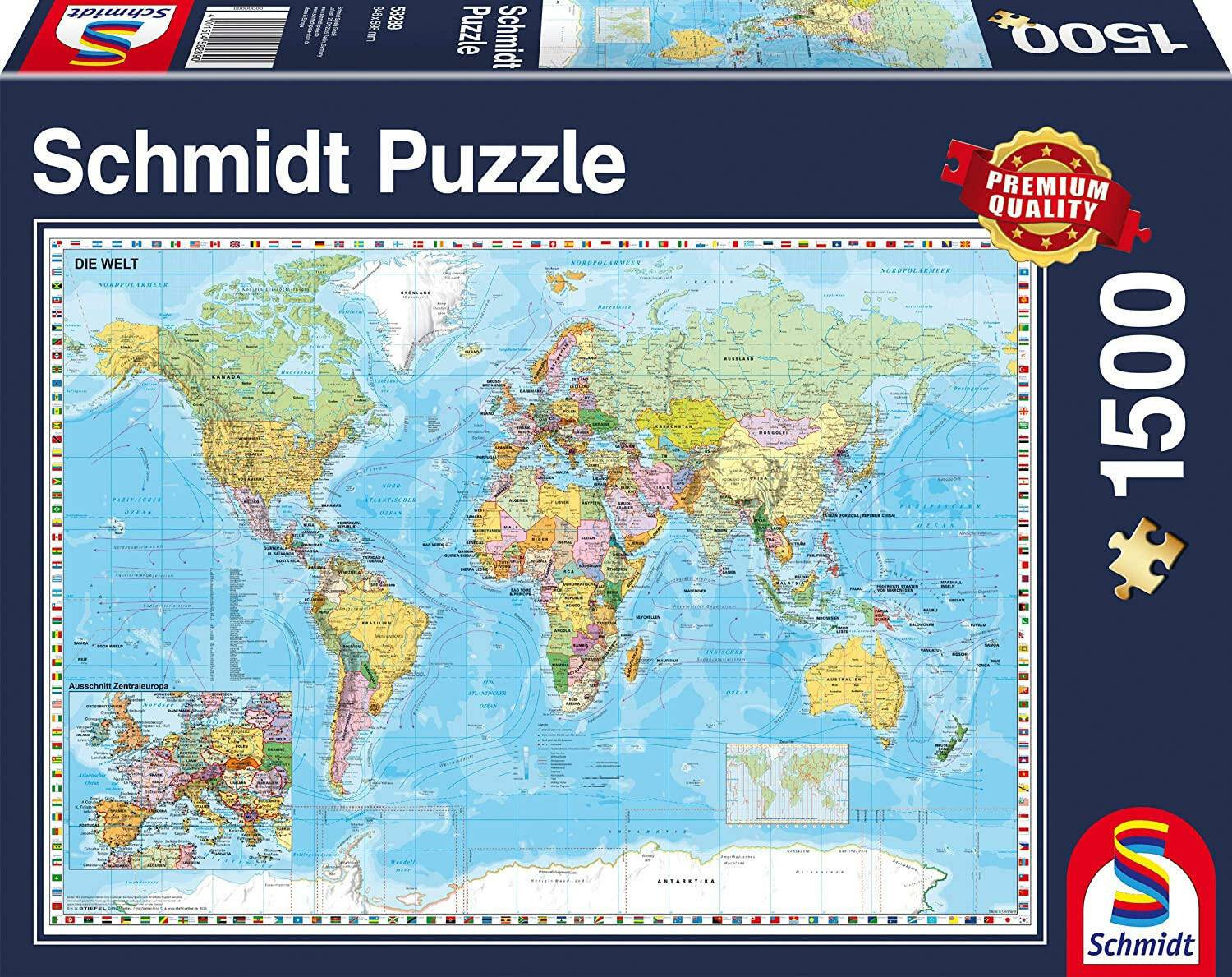 SCHMIDT Puzzle Politische Weltkarte 1500 Teile