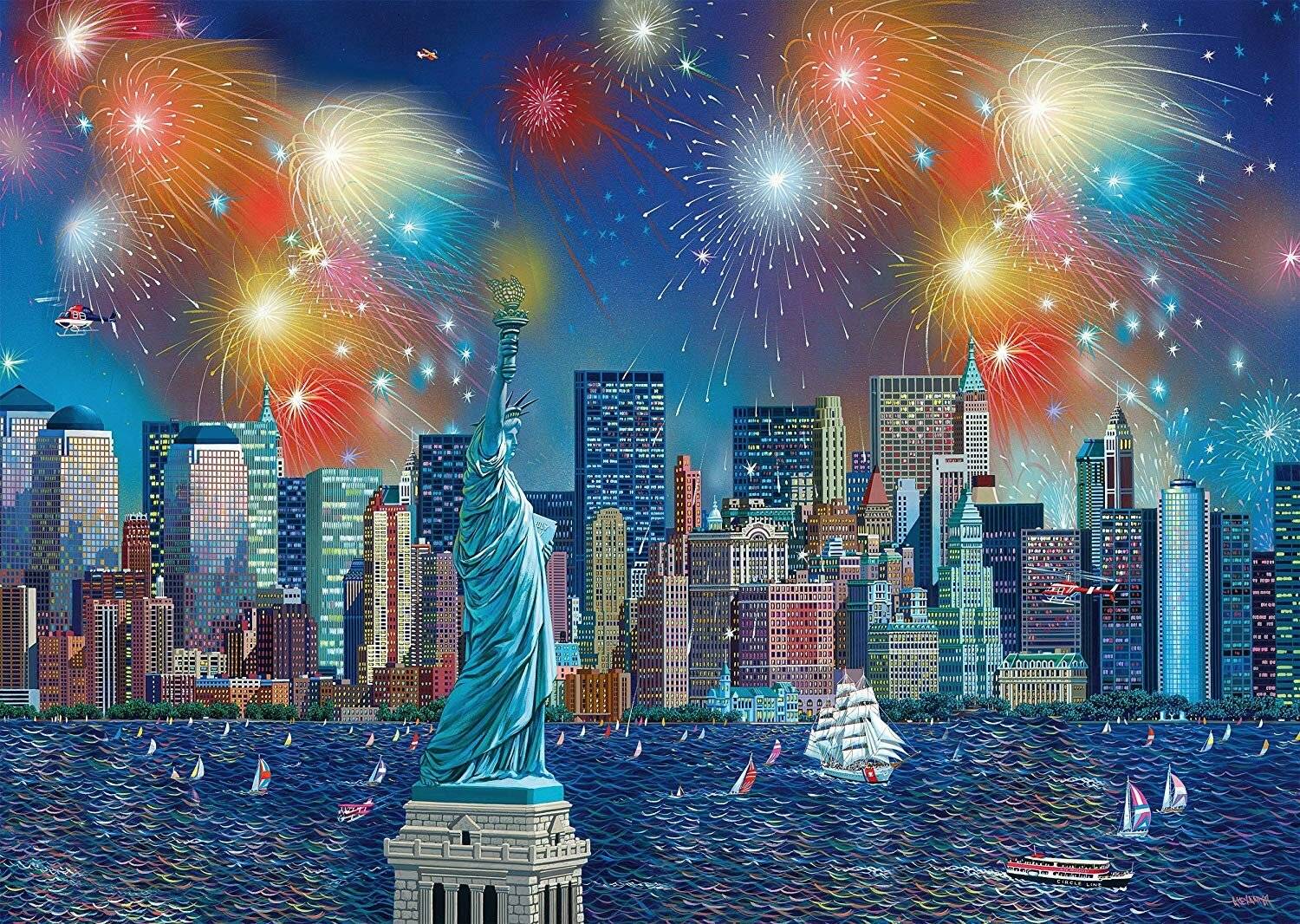 SCHMIDT Puzzle Freiheitsstatue mit Feuerwerk 1000 Teile