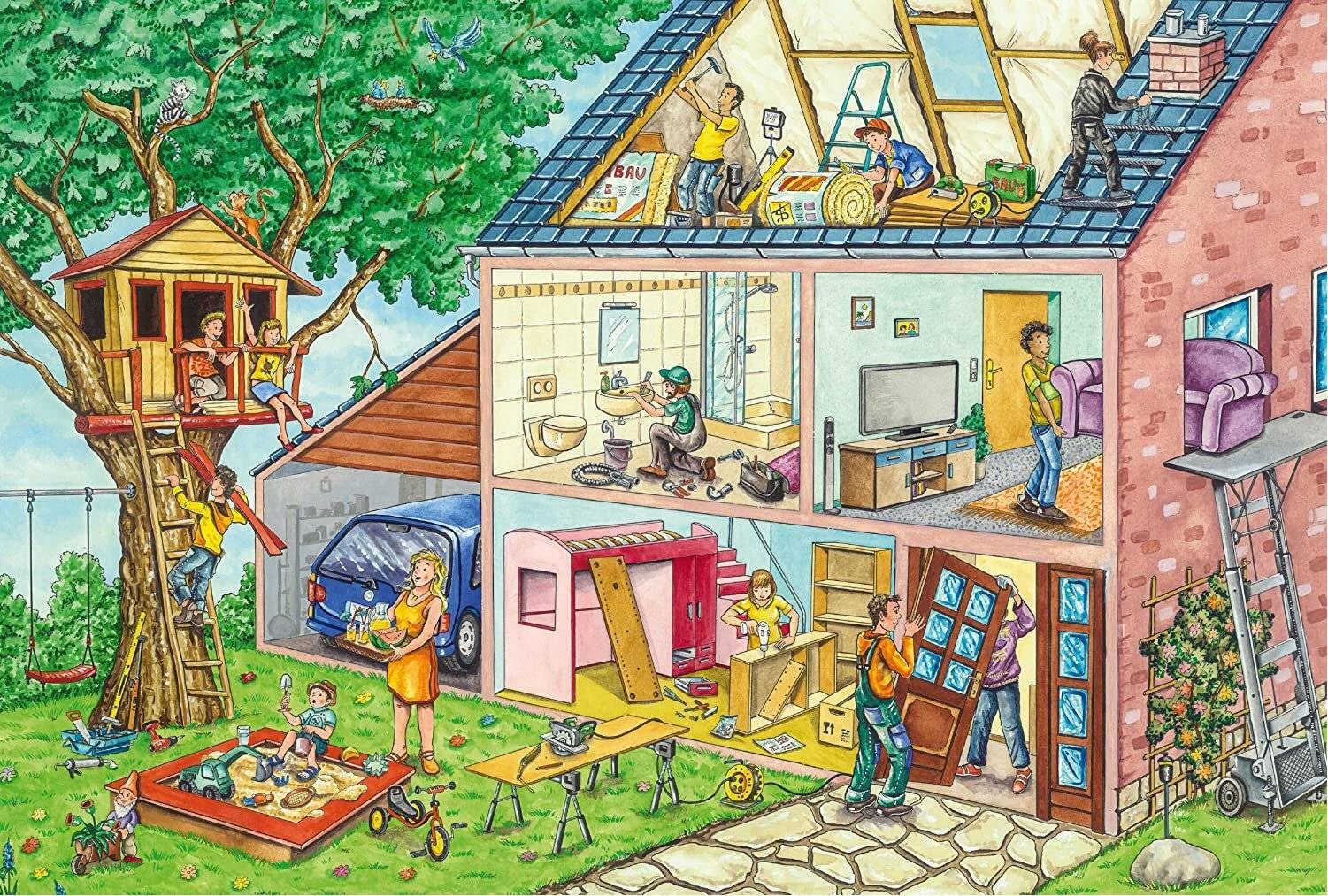 Schmidt Spiele Schmidt Spiele 56375 Die fleiß igen Handwerker, 40 Teile, mit Add on (Werkzeug Set)