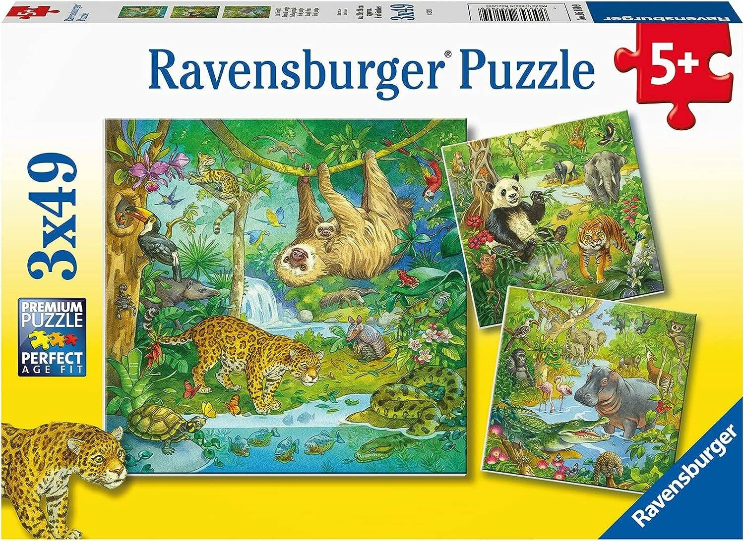 RAVENSBURGER Puzzle Dschungeltiere 3x49 Teile