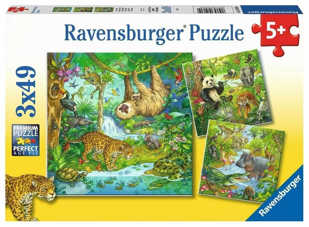 RAVENSBURGER Puzzle Dschungeltiere 3x49 Teile