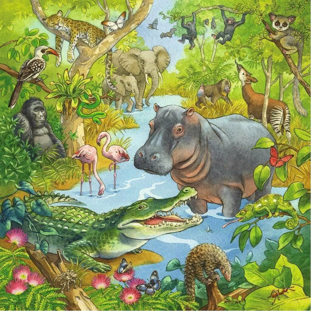 RAVENSBURGER Puzzle Dschungeltiere 3x49 Teile