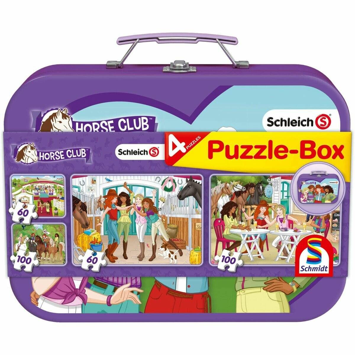 SCHMIDT Puzzle Schleich: Horse Club 4in1 im Blechkasten