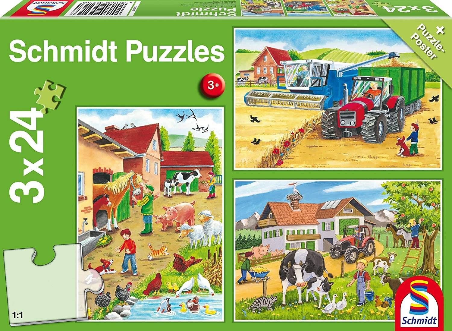 Schmidt Spiele Schmidt Spiele Kinderpuzzle Auf dem Bauernhof, 3x24 Teile