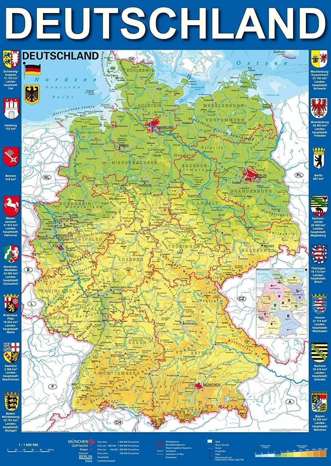 Schmidt Spiele Schmidt Spiele Puzzle Standard 1.000 Teile, Deutschlandkarte