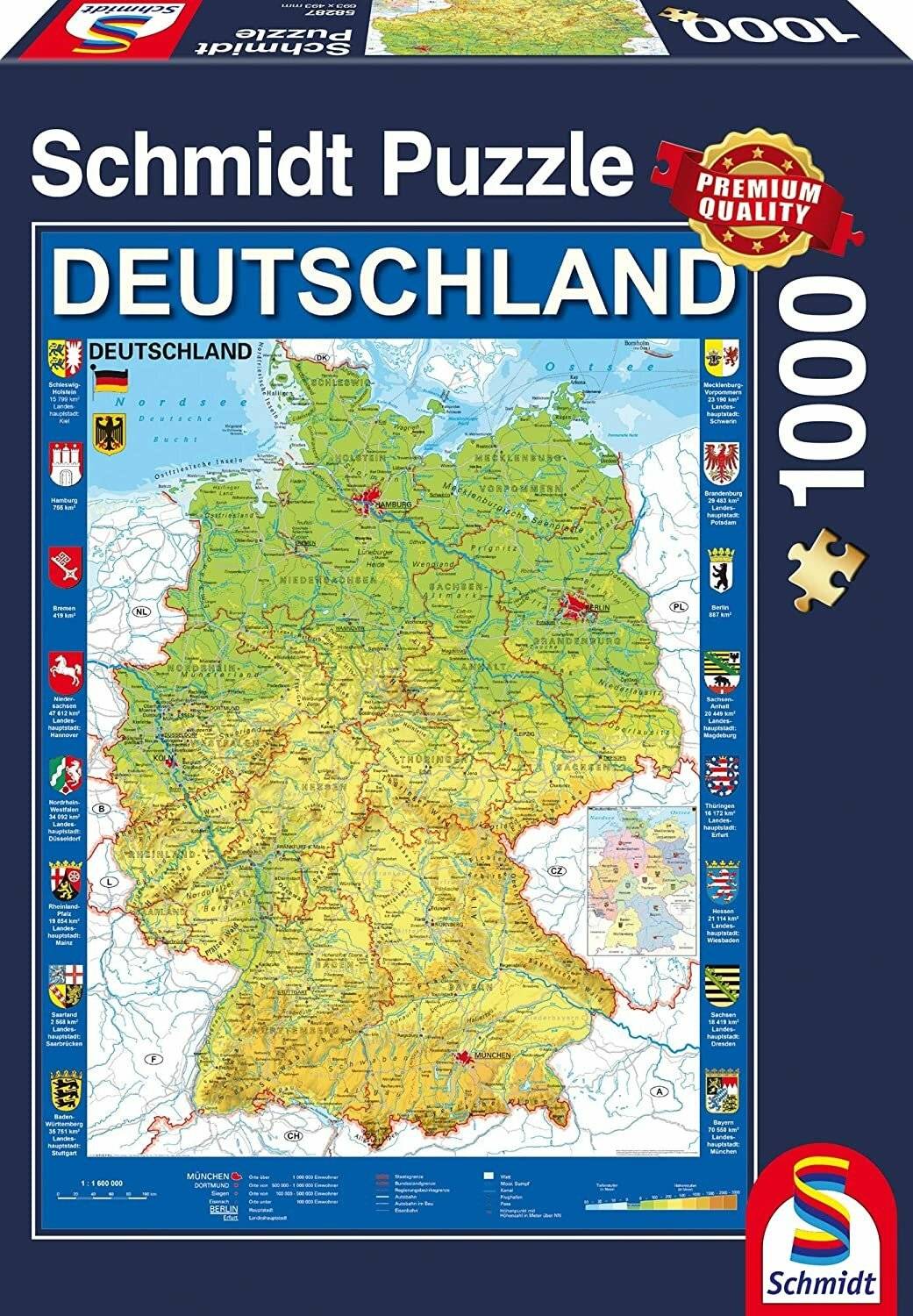 Schmidt Spiele Schmidt Spiele Puzzle Standard 1.000 Teile, Deutschlandkarte