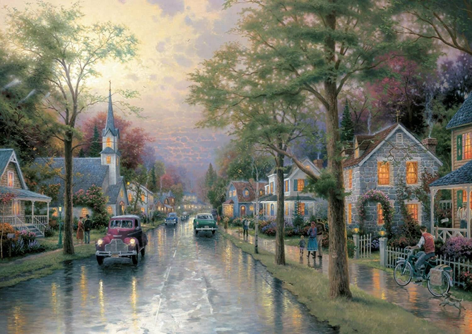 Schmidt Spiele Schmidt Spiele Puzzle Thomas Kinkade Morgen in der kleinen Stadt 1000 Teile