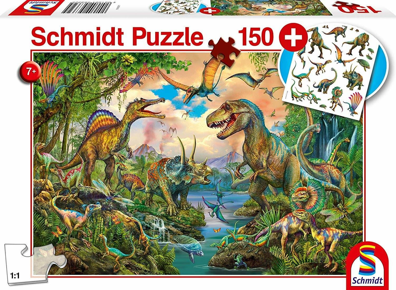 SCHMIDT Puzzle Dinosaurier 150 Teile + Geschenk (Tattoos)