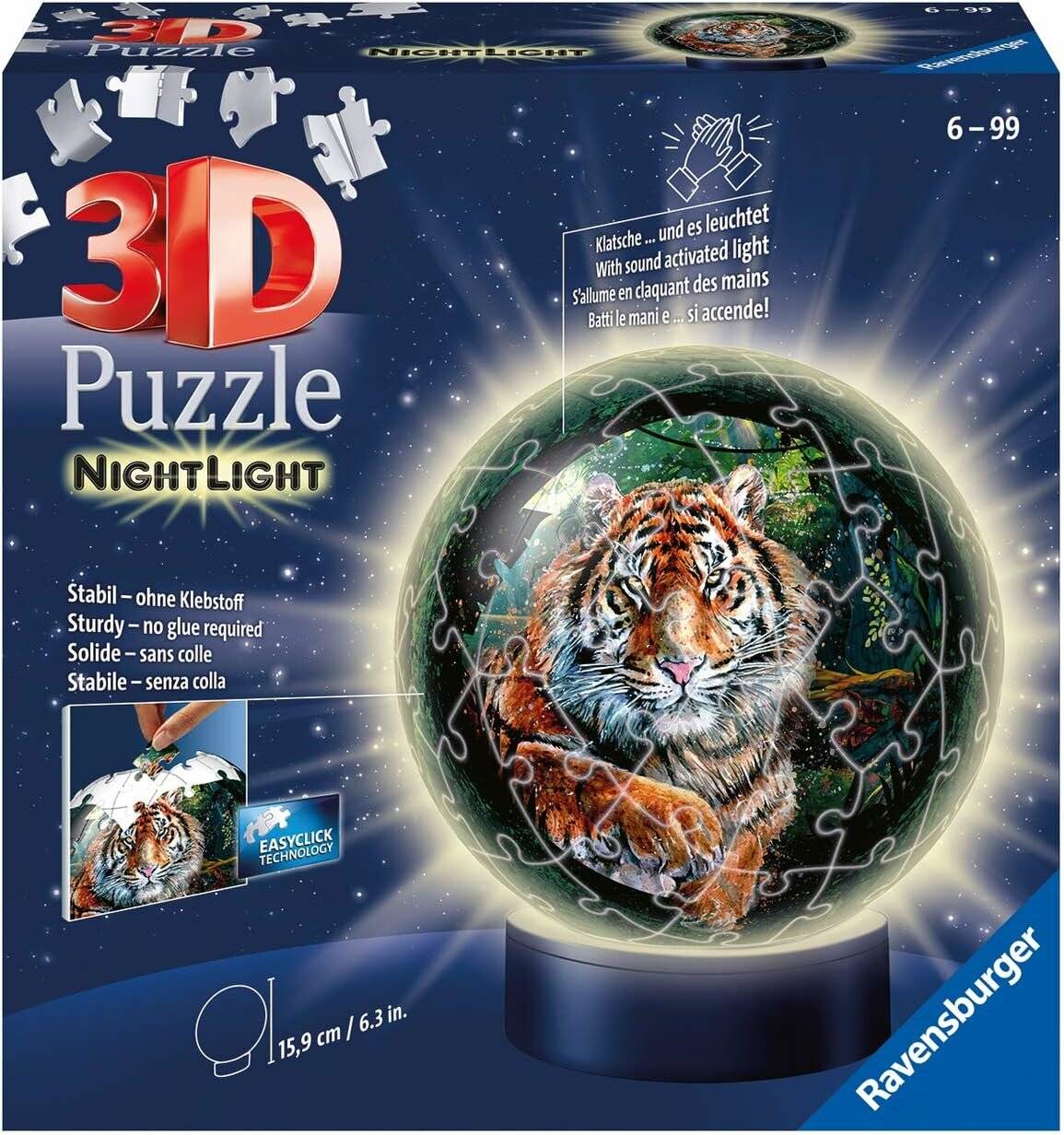 RAVENSBURGER Beleuchteter Tiger Puzzleball 72 Teile