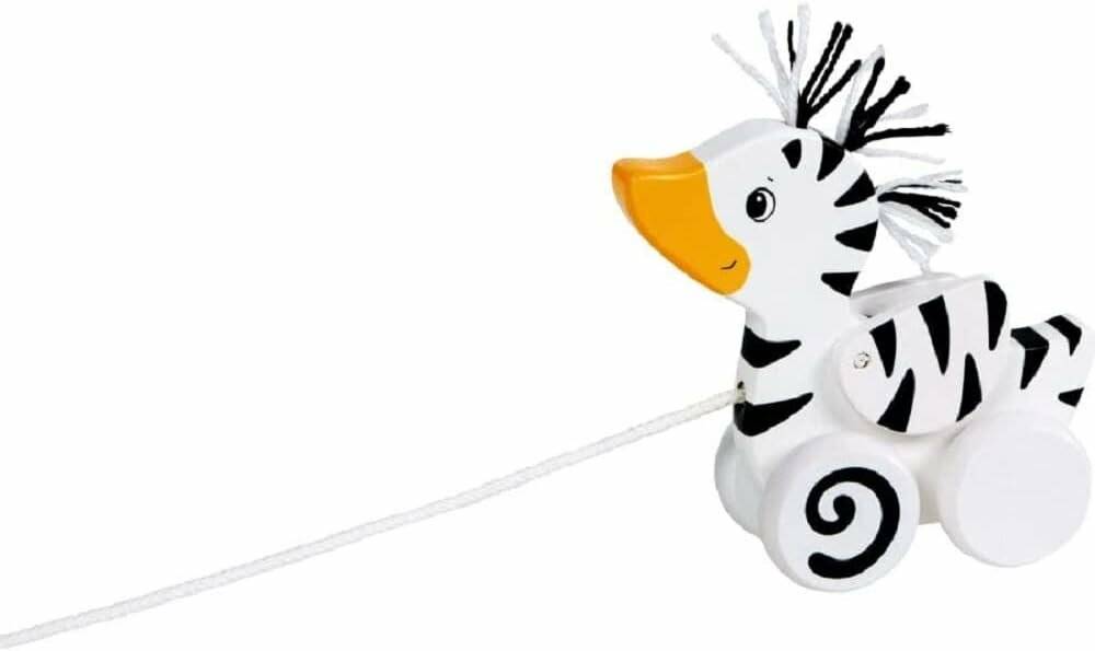 GOKI Ziehende Zebra-Ente aus Holz