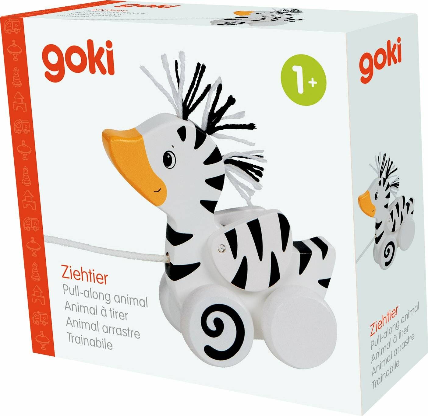 GOKI Ziehende Zebra-Ente aus Holz