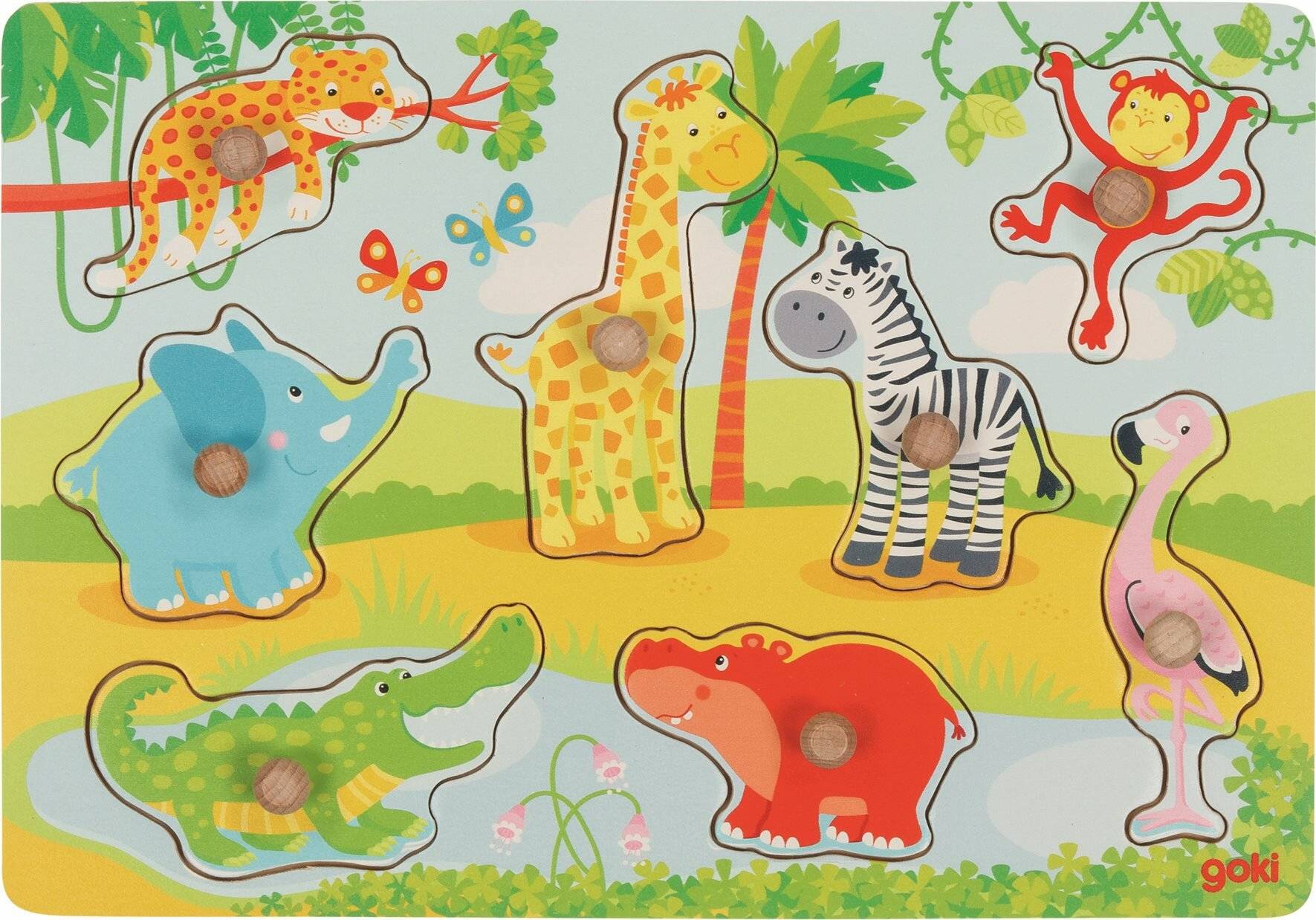 GOKI Holzpuzzle Afrikanische Jungtiere