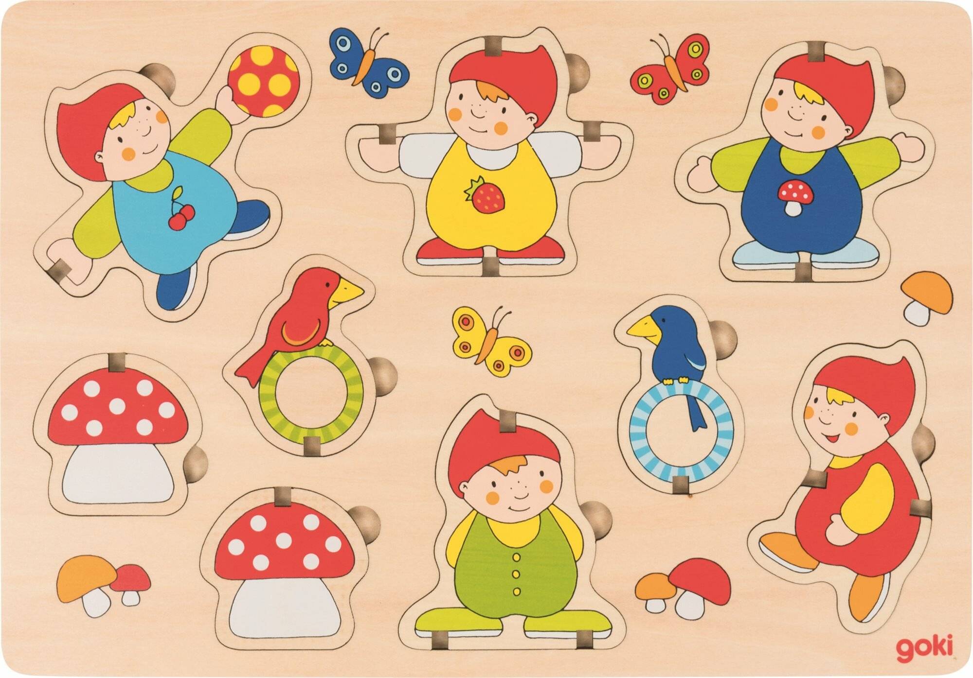GOKI Holzpuzzle Zwerge 2in1