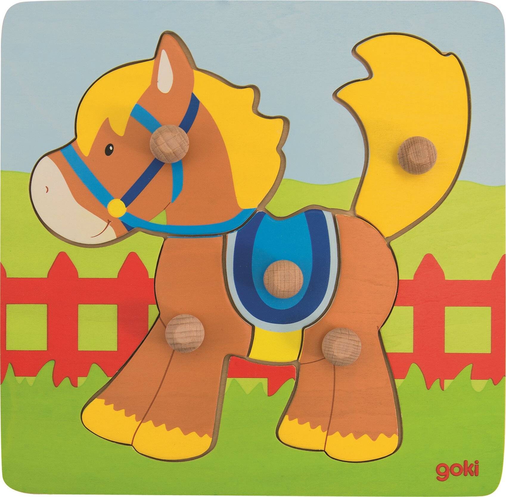GOKI Holzpuzzle Pferd 5 Teile