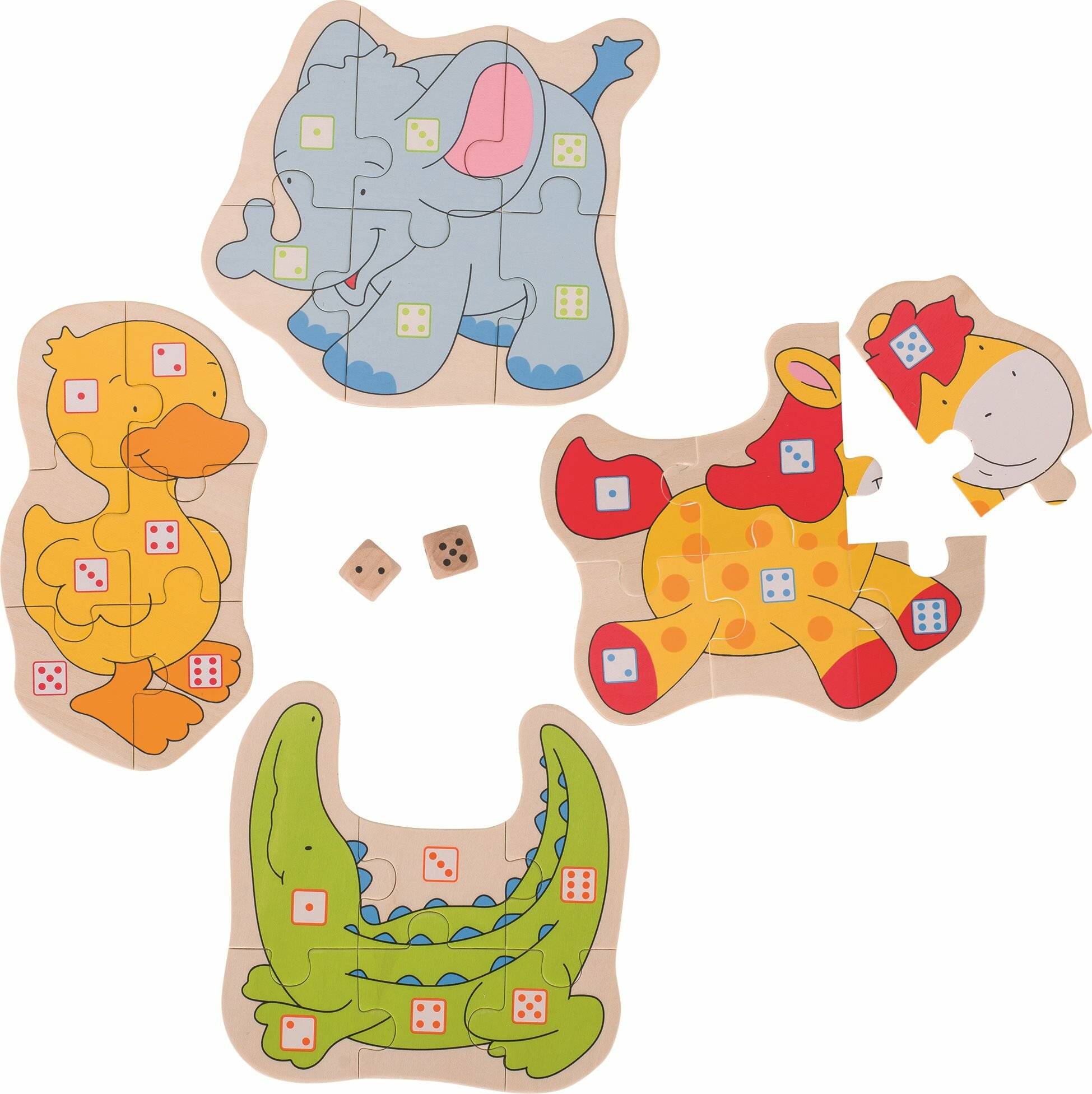 GOKI Puzzlespiel mit Würfeln Tiere