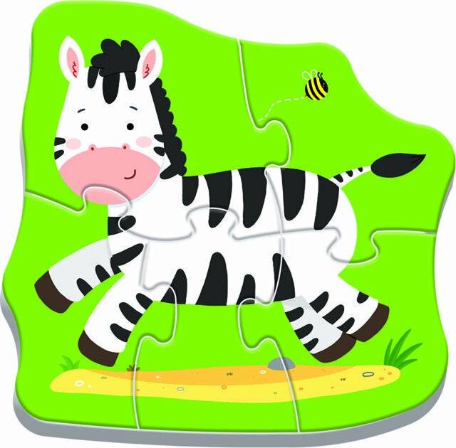 TREFL Baby-Puzzle Tiere auf Safari 4in1 (3,4,5,6 Teile)