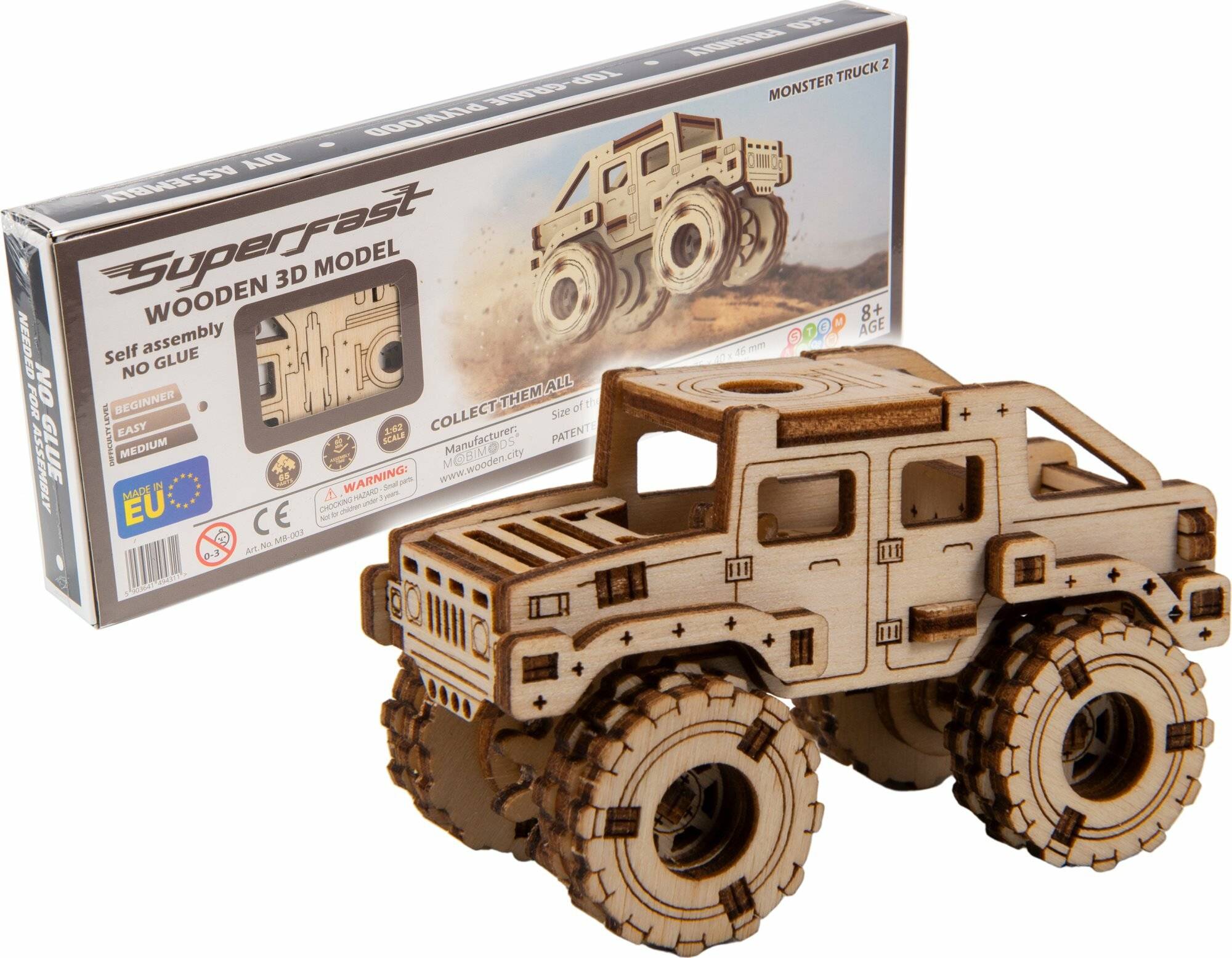 WOODEN CITY 3D-Puzzle Superschneller Monstertruck Nr.2