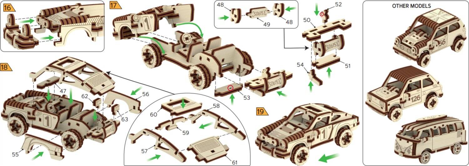 WOODEN CITY 3D Puzzle Superfast Rallye Auto Nr.4