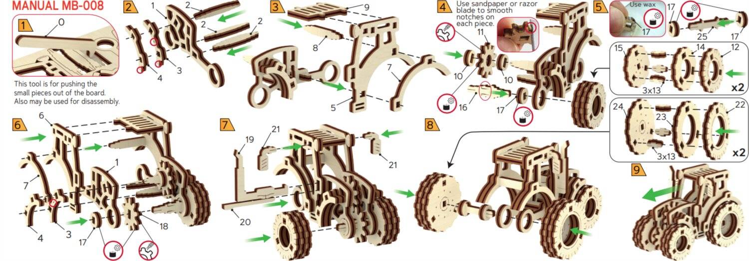 WOODEN CITY 3D-Puzzle Superschneller Traktor