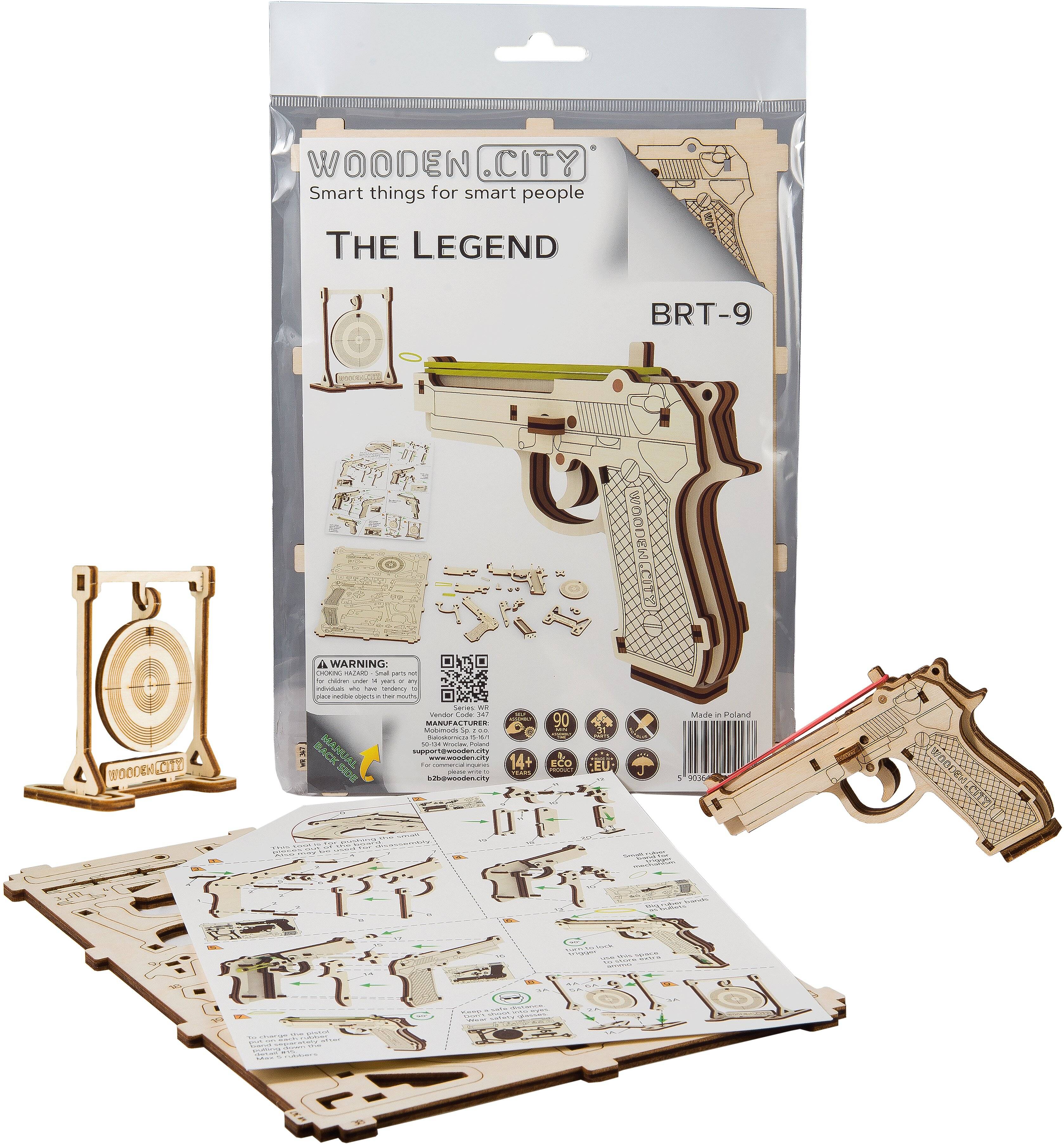 WOODEN CITY 3D-Puzzle Pistole Legende BRT-9, 31 Stück