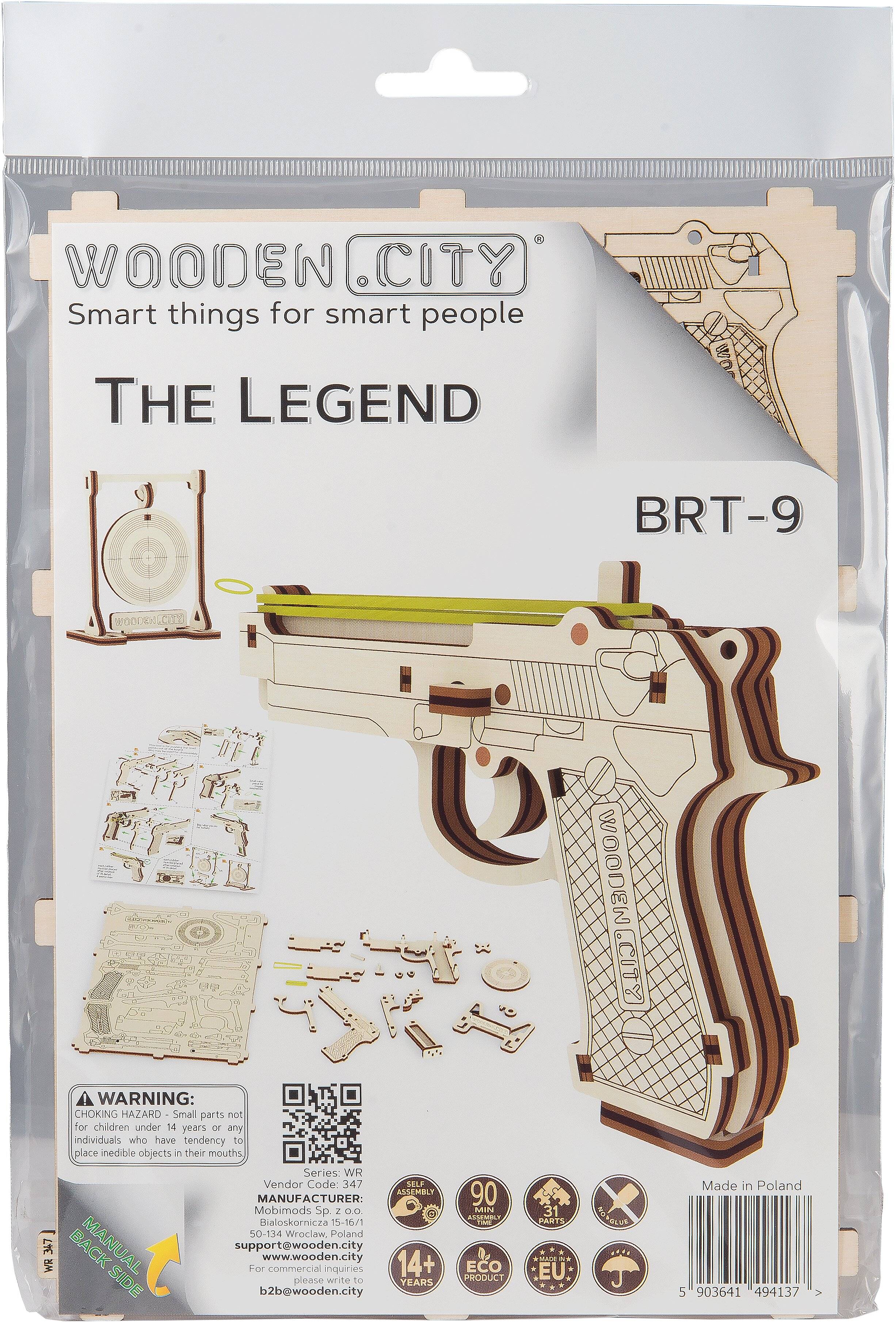 WOODEN CITY 3D-Puzzle Pistole Legende BRT-9, 31 Stück