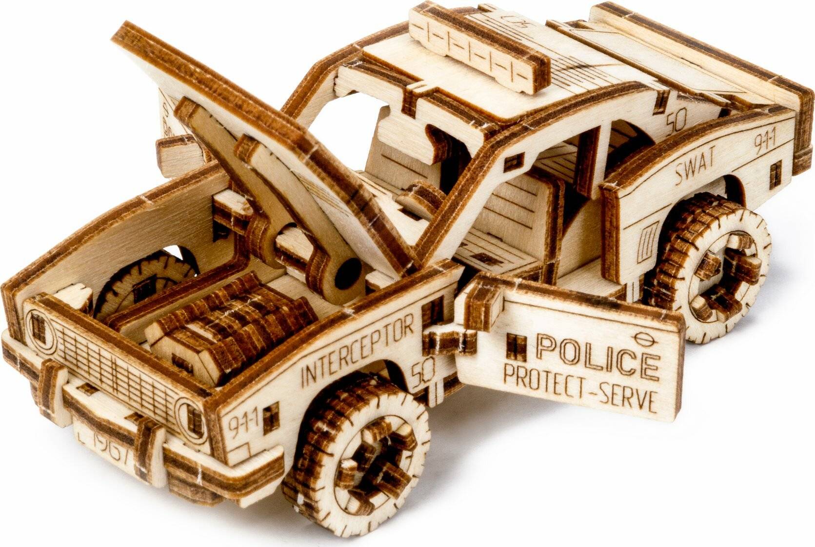 WOODEN CITY 3D-Puzzle Superschnelles Polizeiauto