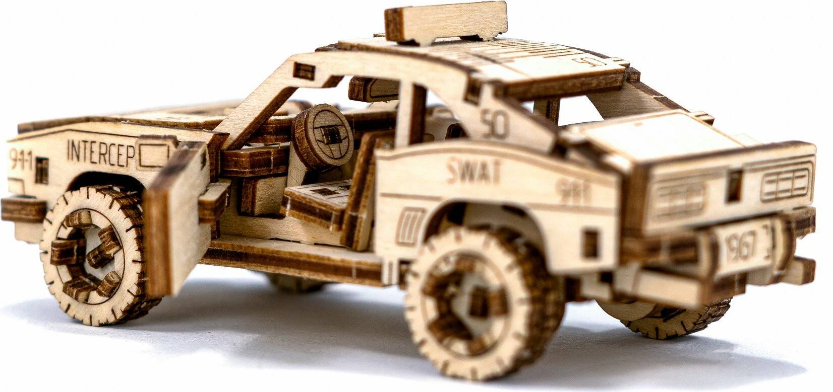 WOODEN CITY 3D-Puzzle Superschnelles Polizeiauto