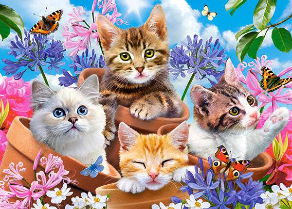 CASTORLAND Puzzle Kätzchen mit Blumen 120 Teile
