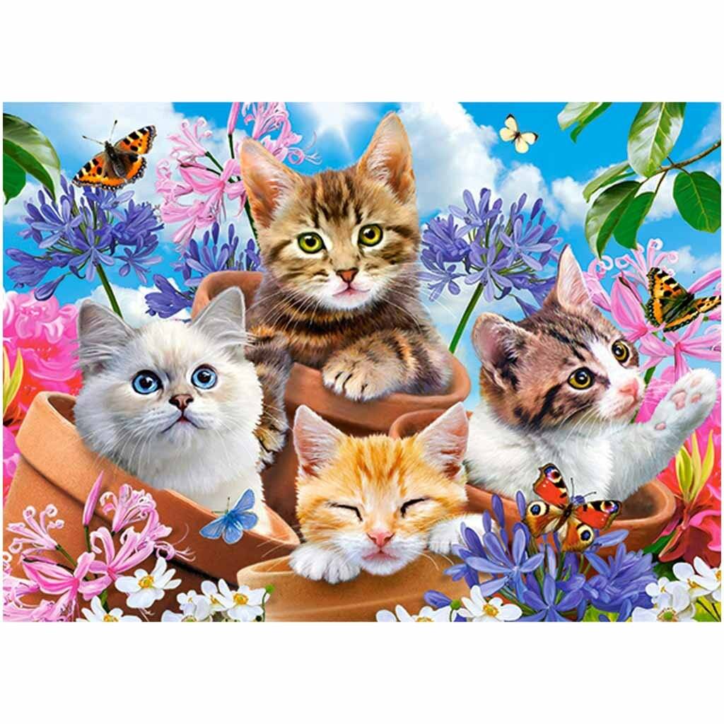 CASTORLAND Puzzle Kätzchen mit Blumen 120 Teile