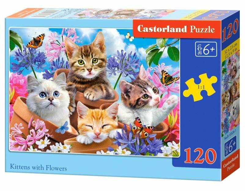 CASTORLAND Puzzle Kätzchen mit Blumen 120 Teile