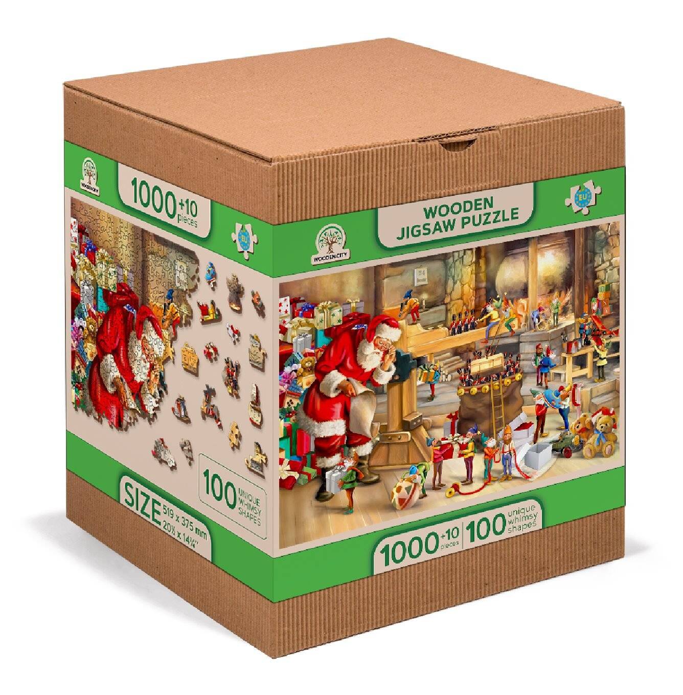 WOODEN CITY Holzpuzzle Werkstatt des Weihnachtsmanns 2in1, 1010 Teile ECO