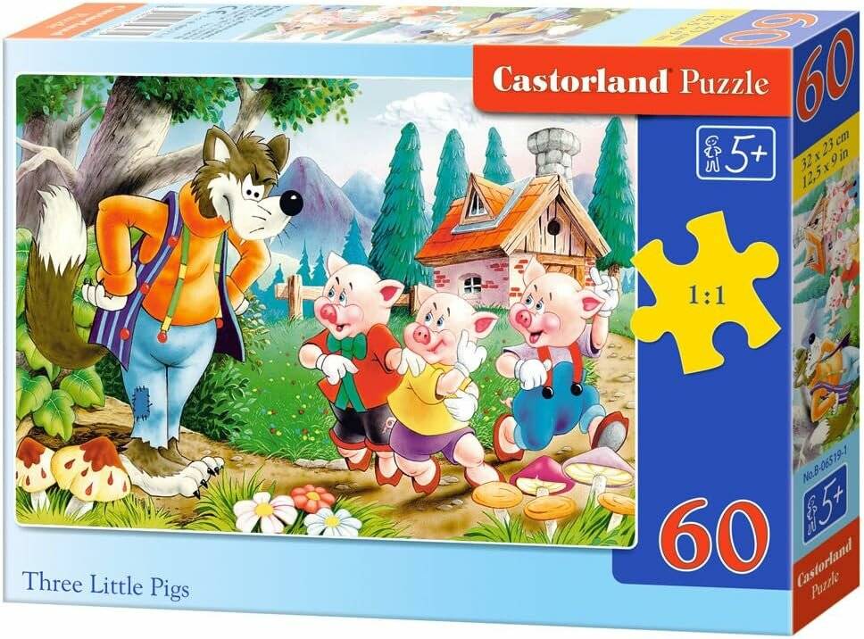 CASTORLAND Puzzle über die drei kleinen Schweinchen 60 Teile