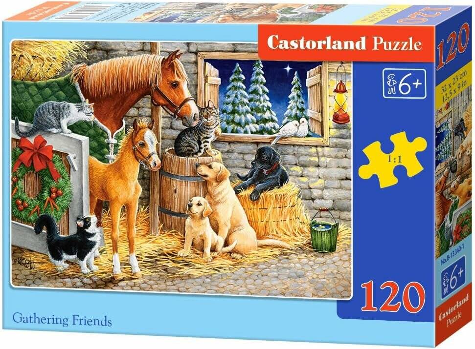 CASTORLAND Puzzle Freunde treffen im Stall 120 Teile